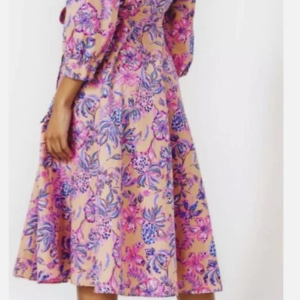 Lilly Pulitzer Pink and Purple Floral Midi Dress NWOT